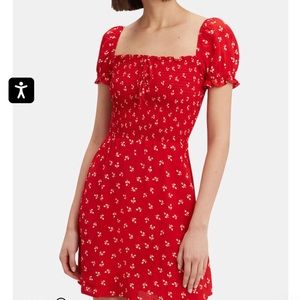 Faithfull the Brand Genevieve Dress Red Cherry Jeanne Smocked size 4